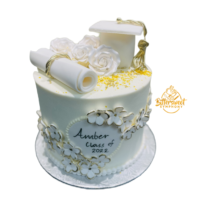 Golden Blooms Graduation Cake